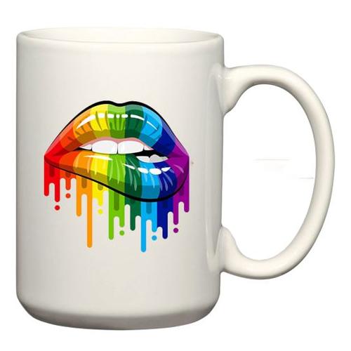Rainbow Lips Gay Lesbian Pride LGBTQ Birthday Christmas Gift Mug