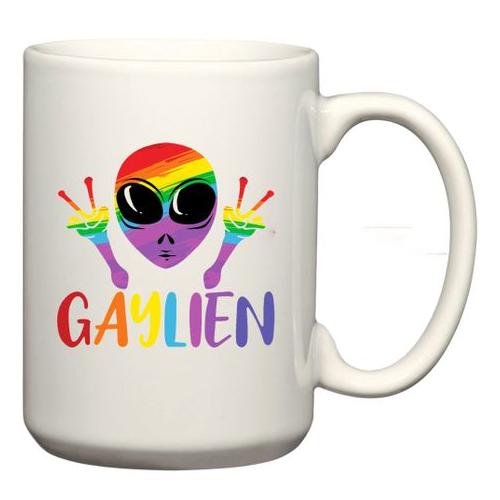 Gaylien Lesbian Rainbow Pride LGBTQ Gay Birthday Christmas Gift Mug