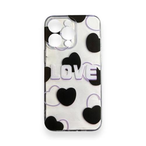 AMA Love & Hearts Pattern Clear Silicone Protective Case For iPhone 14 Pro