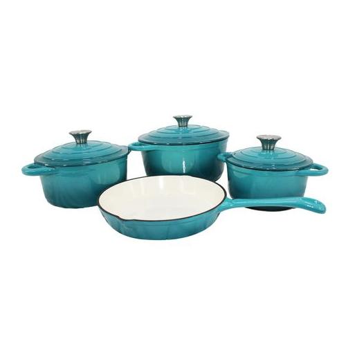 Opulent Turquoise 7 Piece Cast Iron Cookware Set