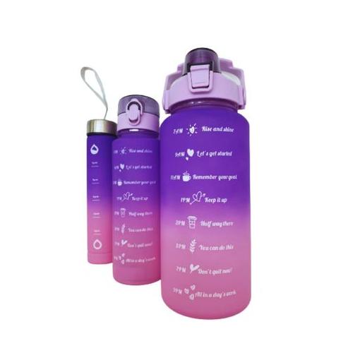 3 in 1 Two Tone Colour Time Marker Water Bottles - Purple