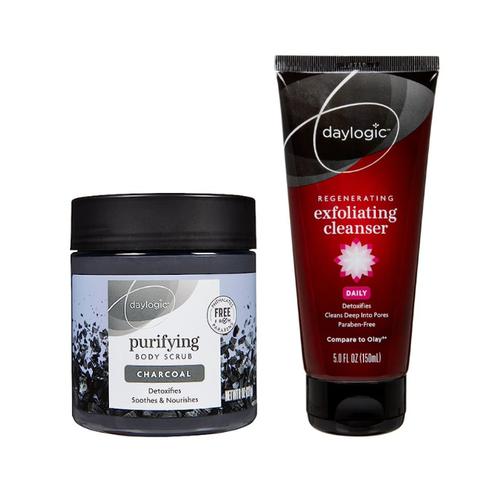 Daylogic Combo Pack - Exfoliating Face Cleanser and Charcoal Body Scrub