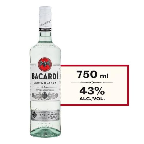 Bacardi Carta Blanca Superior White Rum, 43% ABV, 750ml
