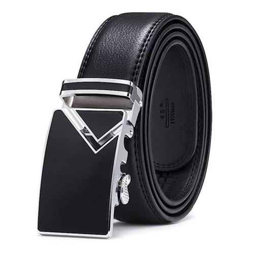 Vera Prlle - Genuine Leather Belt for Men Auto Buckle Adjustable - Silver 16