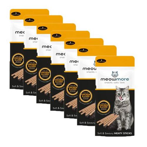 MeowMore Chicken & Liver Meaty Sticks - 7 Pack