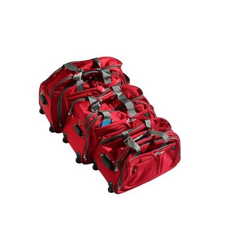 Camel Mountain Deluxe Travel Duffel Bag Bundle- Red
