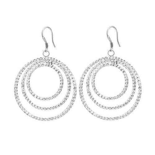 Silver Designer 3 Ring Hoop Earrings