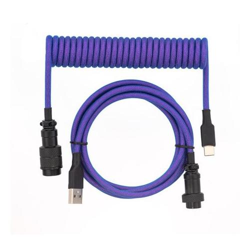 GX16 Aviator Keyboard Double Sleeved Spring Coiled Cable Set - Neon Purple