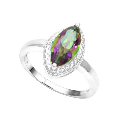 Genuine 1.6CT Marquise Cut Mystic Topaz in 925 Sterling Silver Ring