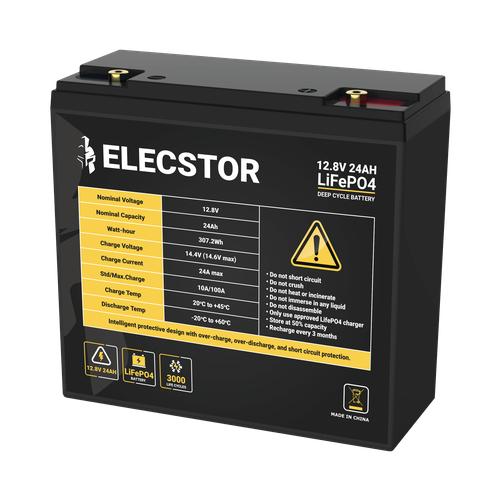 Elecstor 12V 24AH Lithium Battery LIFEPO4 Alarm or Gate motor replacement