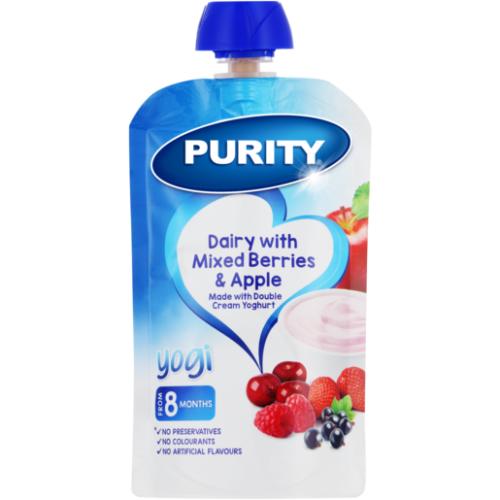 PURITY Dairy With Mixed Berries & Apple Yogi Puree 8 Months+ 110ml