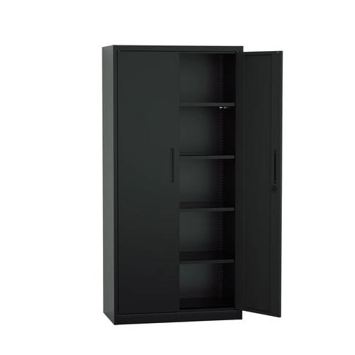 Steel Swing Door Inner Handle Filing Cabinet Storage Cupboard - Black