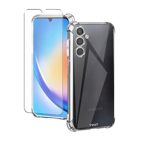 TRON Tempered Glass & Shock Case Protection Bundle for Samsung Galaxy A34
