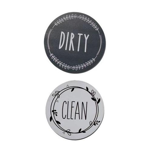 2pcs Round Magnetic Clean / Dirty Double-Sided Sign for Dishwasher
