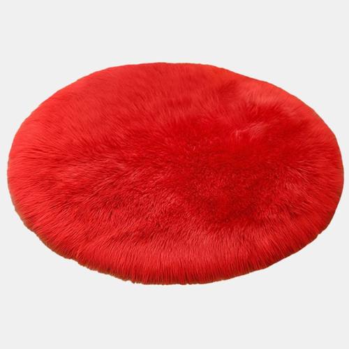 Matoc Round Faux Fur Rug (100cm) -Red