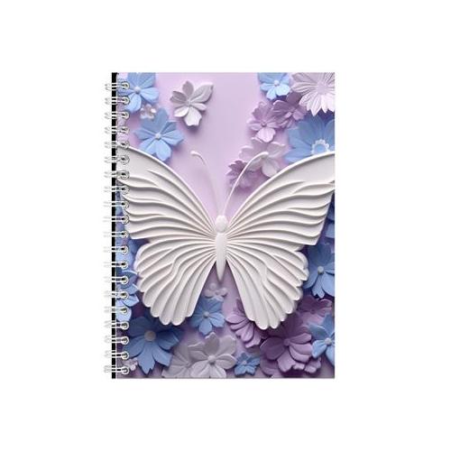 White And Blue Butterfly Light Purple 5 Notebook Gift Idea Notepad Pad 102