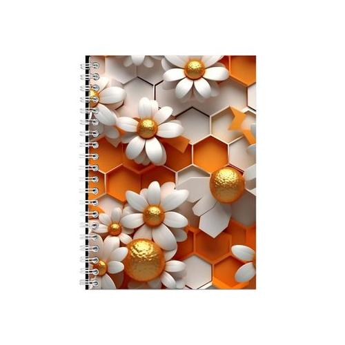 White And Gold Honeycomb Flowers 2 Notebook Gift Idea Notepad Pad 101