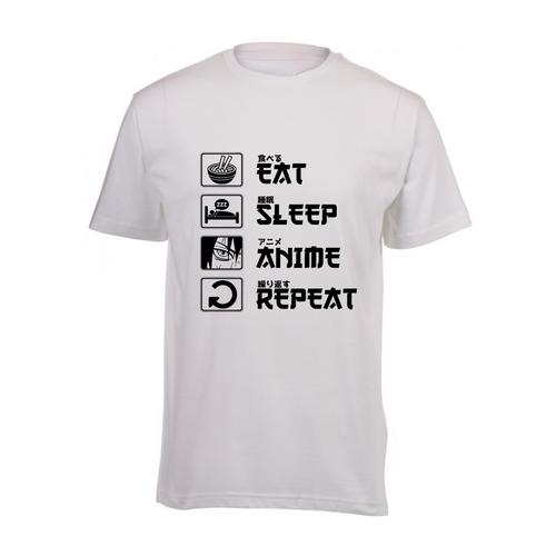 Unisex White Cotton Short Sleeve Crew Neck T-shirt - Eat Sleep Anime 16