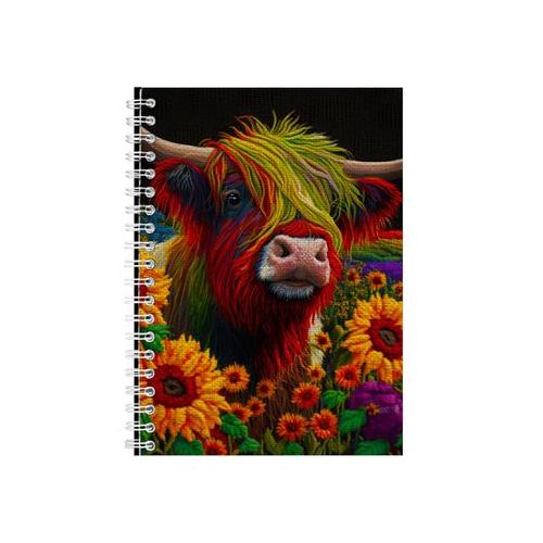 Embroidered HIGHLAND COW 1 Notebook Animal Gift Idea Notepad Pad 99