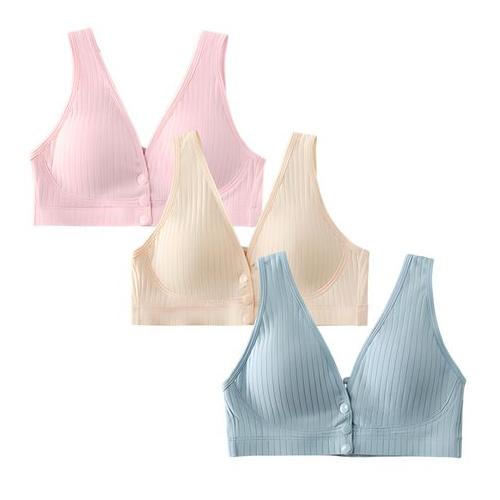 3 Pack Women Maternity Nursing Bras Button Front Closure Padded Pregnancy