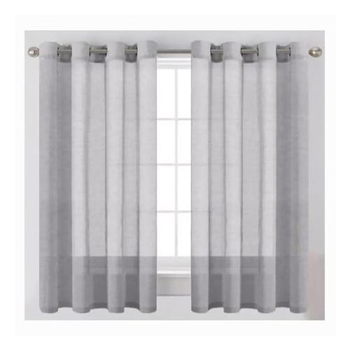 Matoc Readymade Shorter Curtain 120Wx123cmH - MysticVoile - Eyelet - Grey - 2 Pack