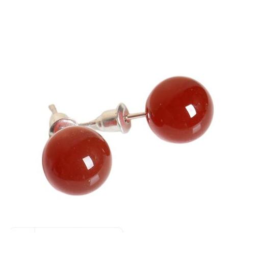Red Jade Gemstone Crystal Earrings