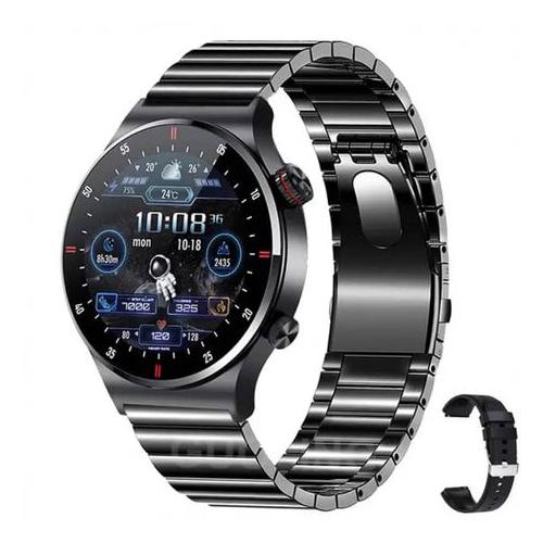Smart Watch for Men, Health Monitoring, Sports, Steel+Silicon Strap, Black
