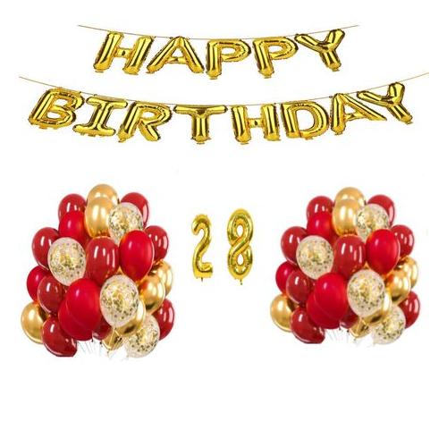 Red and Gold Balloon Set 28 years