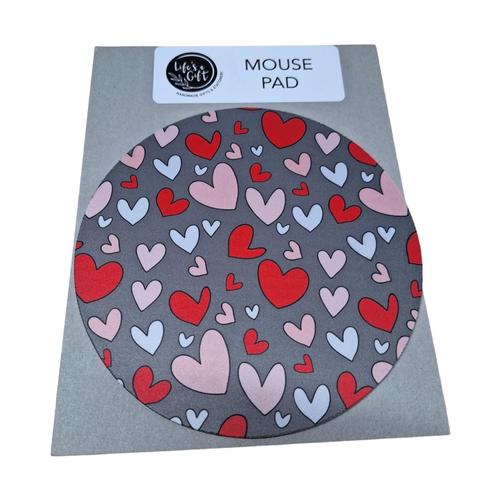 Mouse Pad - Hearts With Grey Background