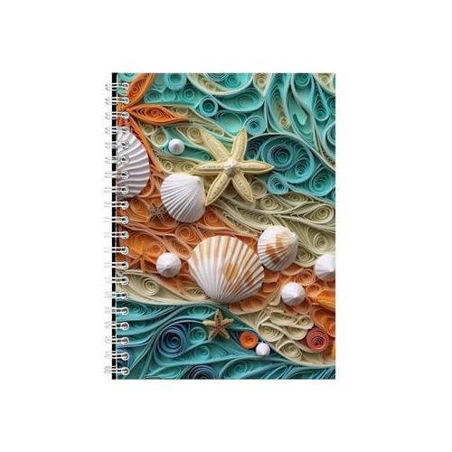 3D Quilled Seashells Beach Wave Notebook Gift Idea Notepad Pad 105