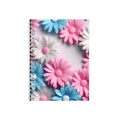 3D Pink Blue And White Daisies 3 Notebook Gift Idea Notepad Pad 104