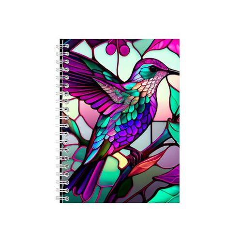 Hummingbird Stained Glass Colors Notebook Gift Idea Notepad Pad 91