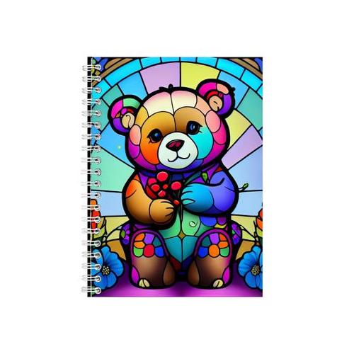 Cute Cartoon Bear Stained Glass Notebook Gift Idea Notepad Pad 90