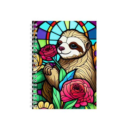 Cute Colorful Sloth Stained Glass Notebook Gift Idea Notepad Pad 90