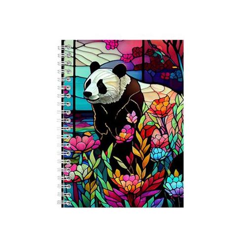 Flower Panda Stained Glass Notebook Gift Idea Notepad Pad 88