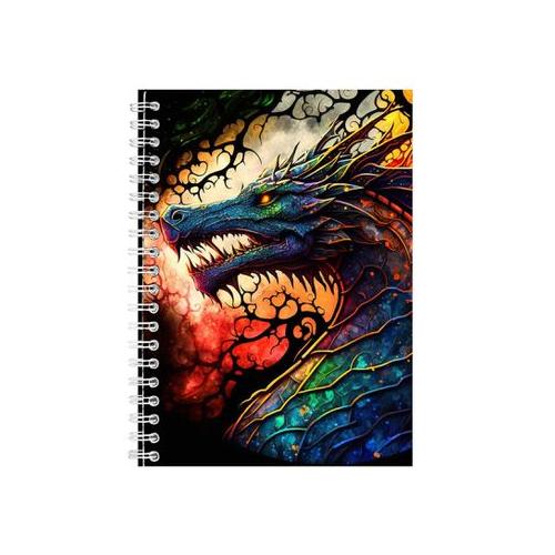 Dragon 2 Stained Glass Notebook Animal Gift Idea Notepad Pad 88
