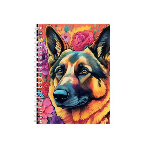 German Shepherd Dog Orange Neon Notebook Gift Idea Notepad Pad 73