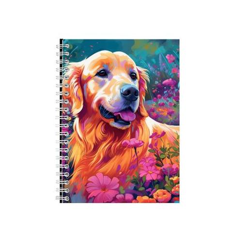 Colorful Golden Retriever Dog Neon Notebook Gift Idea Notepad Pad 71