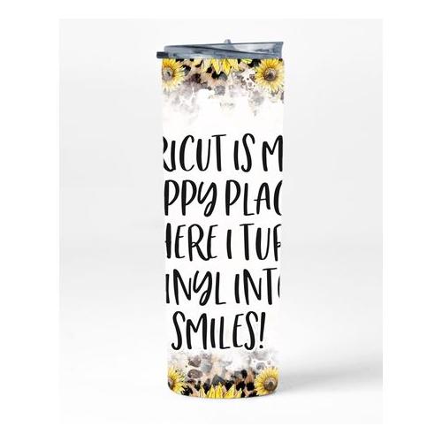 Happy Place 20oz Insulated Skinny Tumbler Sublimation With Straw 016