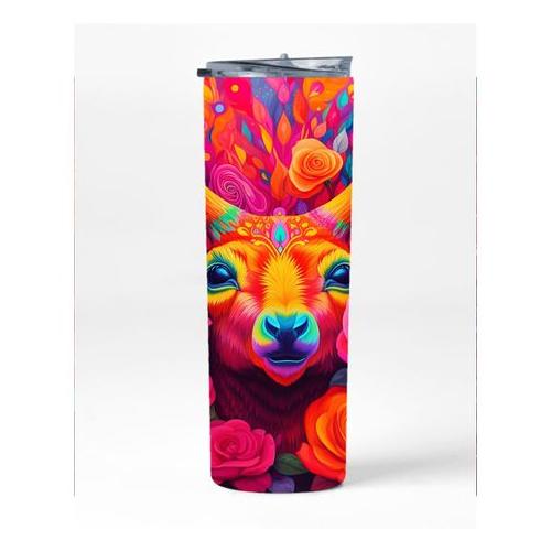 Neon Reindeer 20oz Insulated Skinny Tumbler With Straw 006