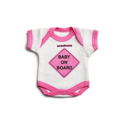 Snookums Baby On Board Sign - Babygrow Pink