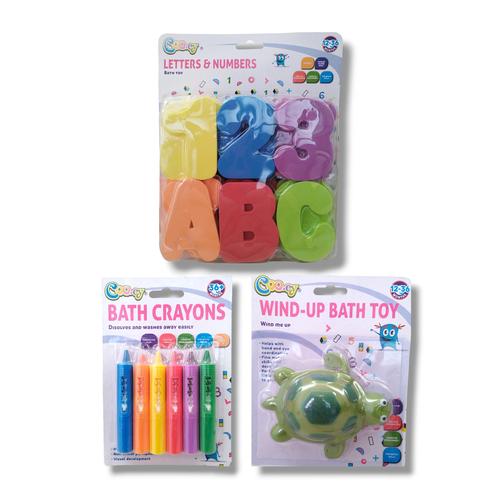 Cooey Baby Bath Set - Letters & Numbers, Bath Crayons, Wind-up Turtle