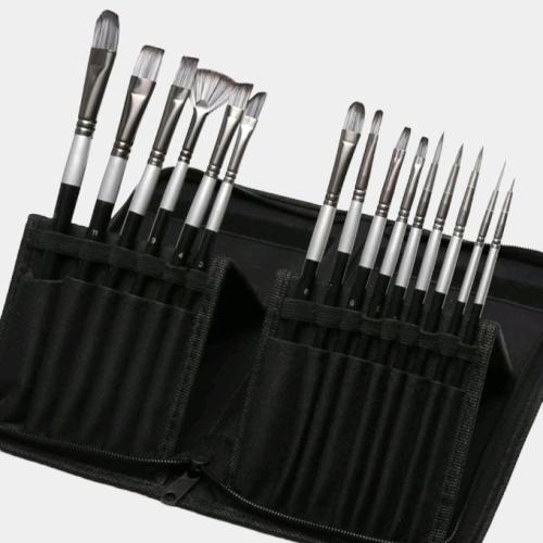 Oil Painting Brush Set with Storage Case Black