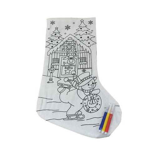 DIY Colour In Christmas Stocking With Markers - Snowman