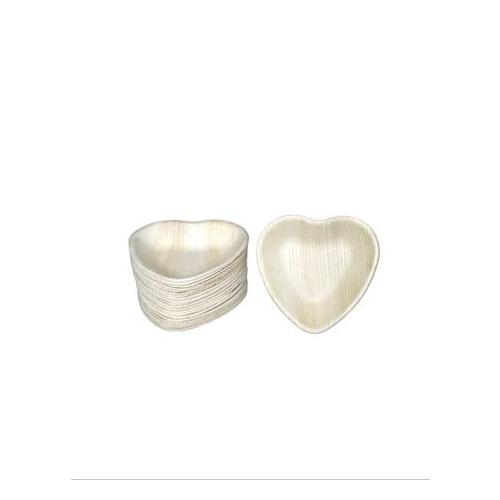 Eco-Friendly Palm Leaf Partyware - Heart-Shaped Small Bowls Pack of 25
