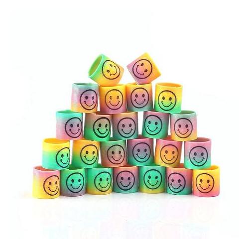 Party & Classroom Kids Prizes - Rainbow Mini Smiley Slinkies - 24 Piece