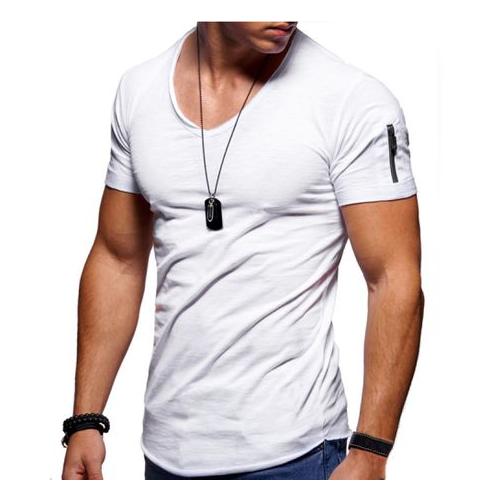 Men's V-Neck Solid Color Casual Short-Sleeved T-Shirt