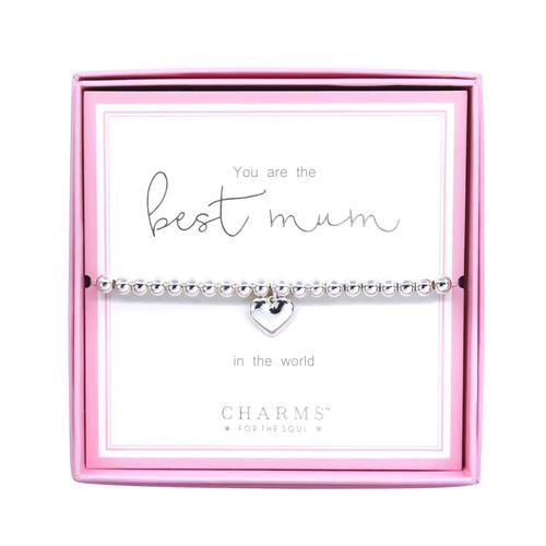 Best Mum in the world' Bead bracelet with Heart charm