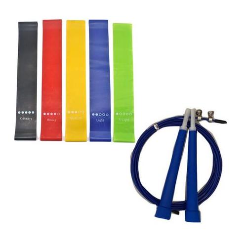 Sport Resistant Bands Set of 5 & Speed Skipping Rope