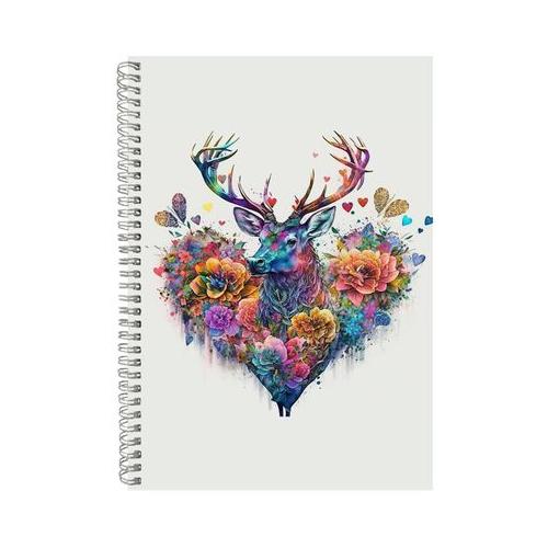 Deer 5 Watercolor Heart Notebook Animal Gift Idea A4 NotePad 119